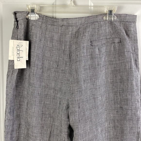 Rafaella NWT 100% Pure Linen Gray & Black Plaids High Rise Wide Leg Pants Size16 - Picture 10 of 11